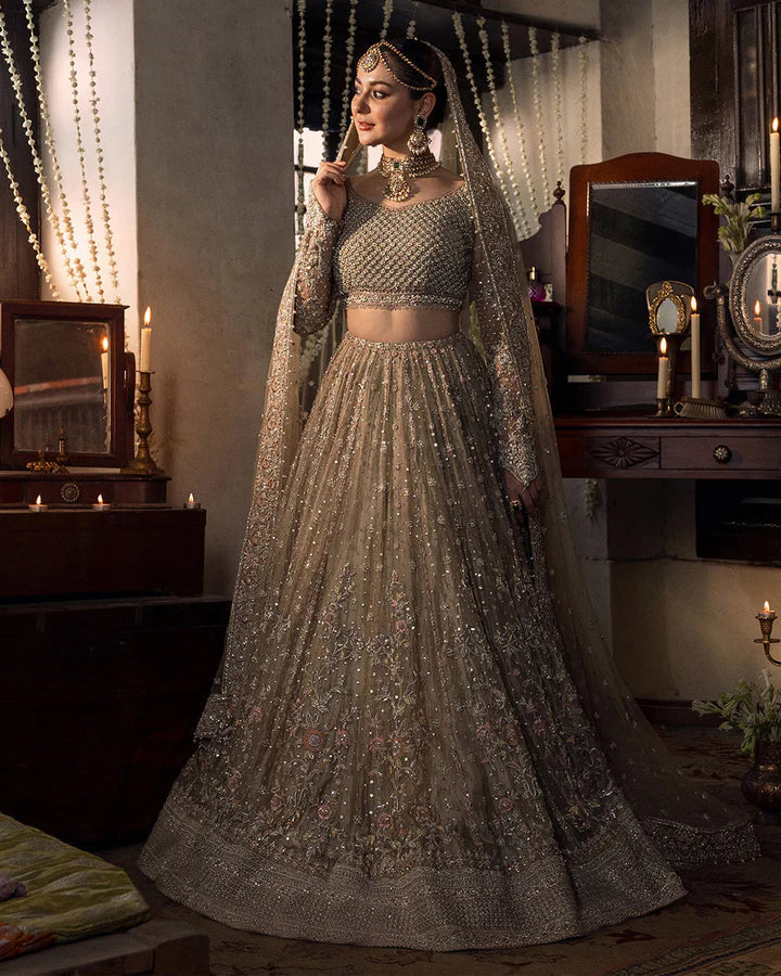 Sunehri — Taupe walima dress for a wedding guest