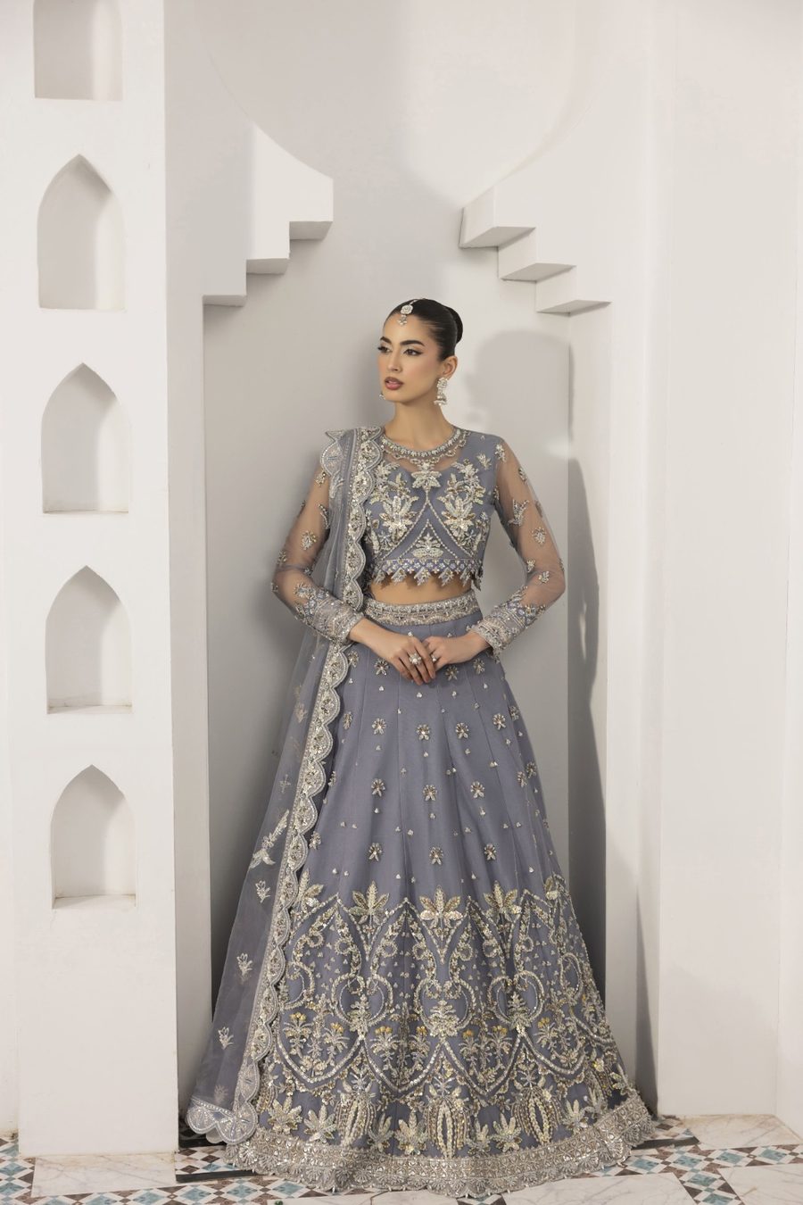 Aabshar — Ice blue walima dress for a wedding guest